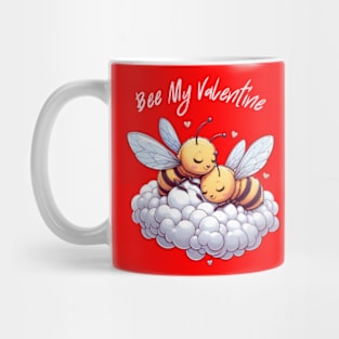 couple of bees embracing on a cloud, Bee My Valentine Mug